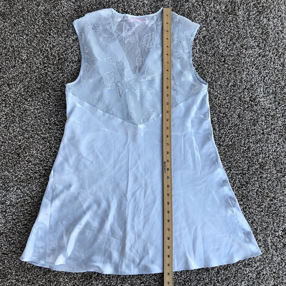 Vintage Oscar De La Renta Nightgown Womens S Pink Label Baby Blue Satin Coquette